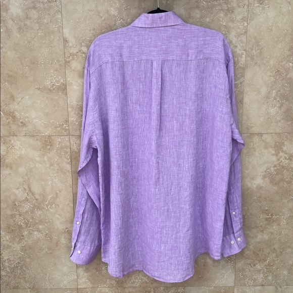 Peter Millar 100% Linen Shirt Purple Lavender Button Front XL Casual Men’s - Picture 3 of 13